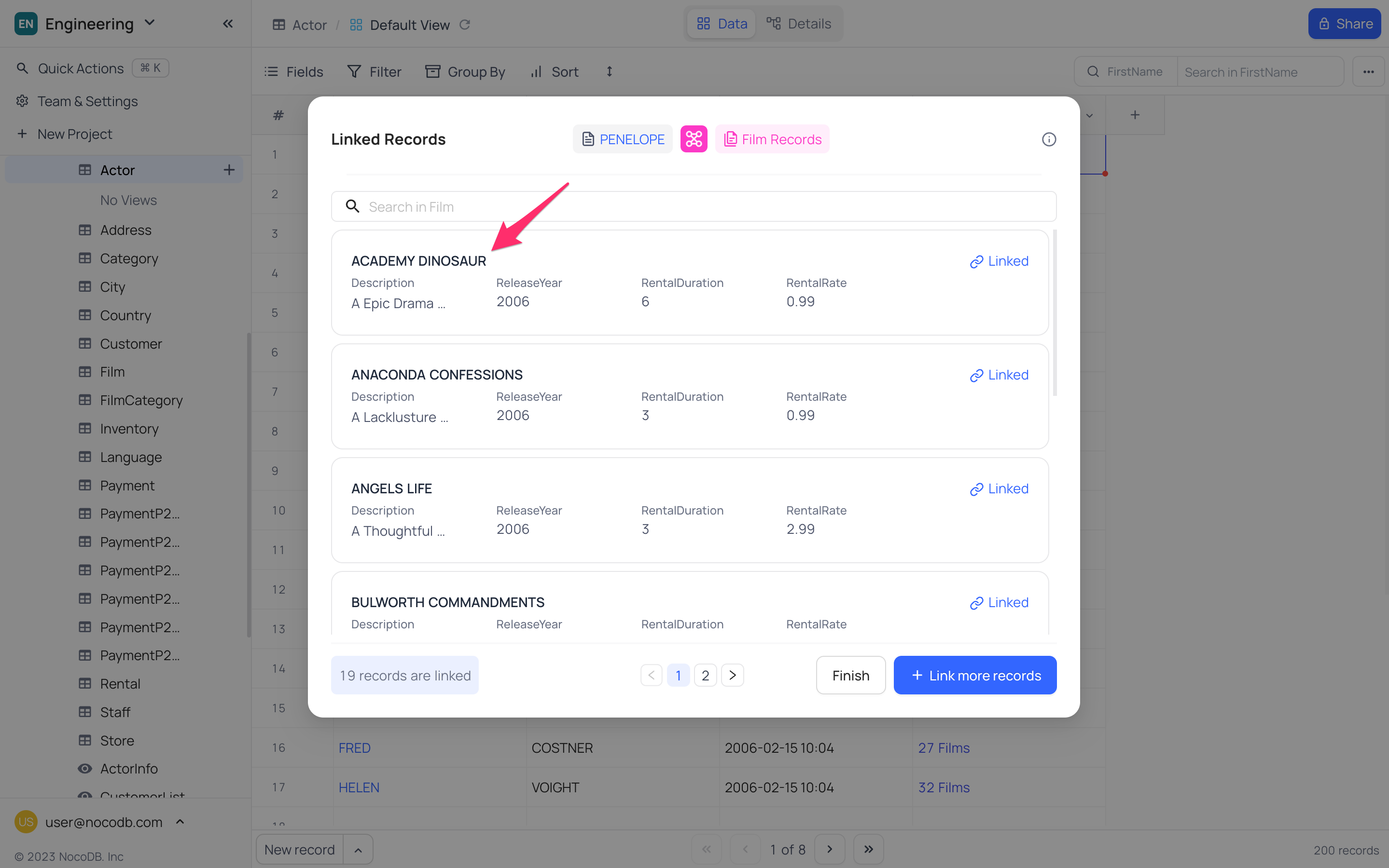 display value- links field