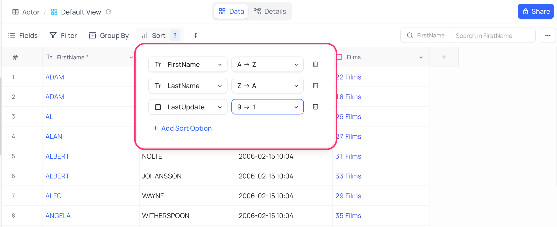 Nested Sorting